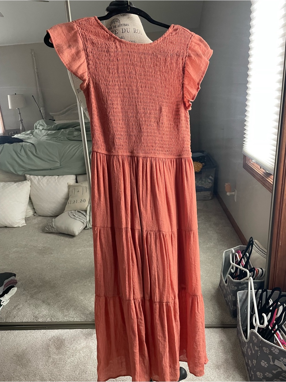 Women's Coral Tiered Smocked Maxi Dress